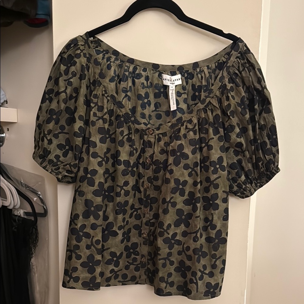 Apiece Apart Floral Puff Sleeve Blouse
